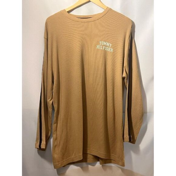 Vintage Tommy Jeans Tommy Hilfiger long sleeve‎ tan shirt size large - Picture 1 of 5